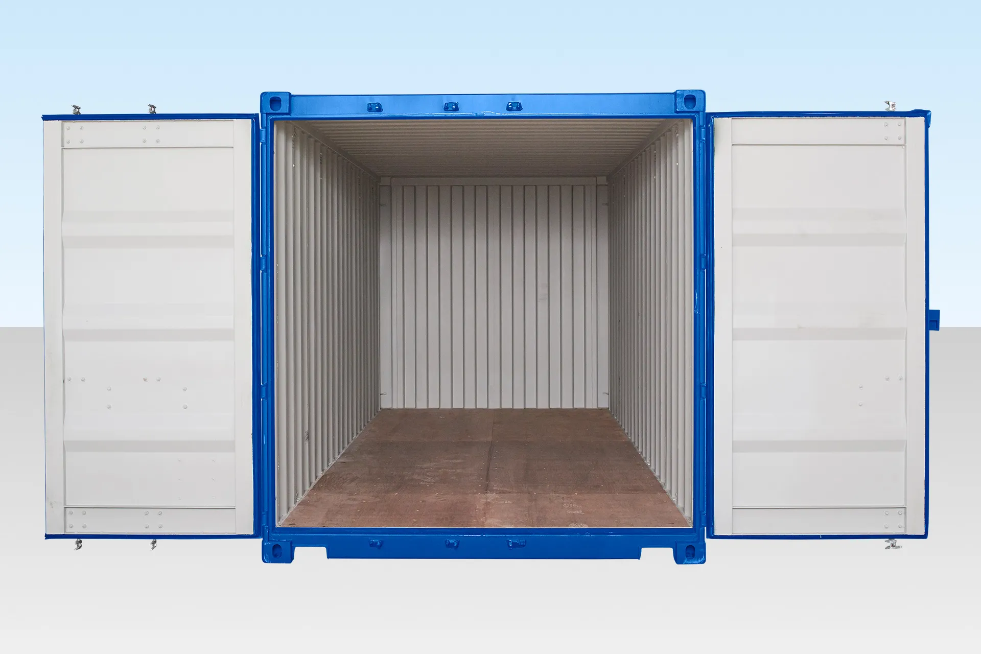 20ft Self Storage Container With Bamboo Floor – Blue (Ral 5010) - Image 4