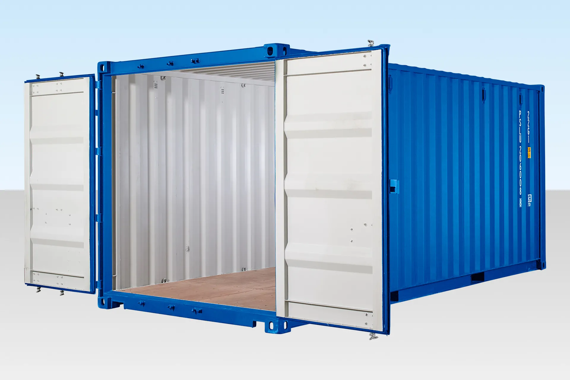 20ft Self Storage Container With Bamboo Floor – Blue (Ral 5010) - Image 5